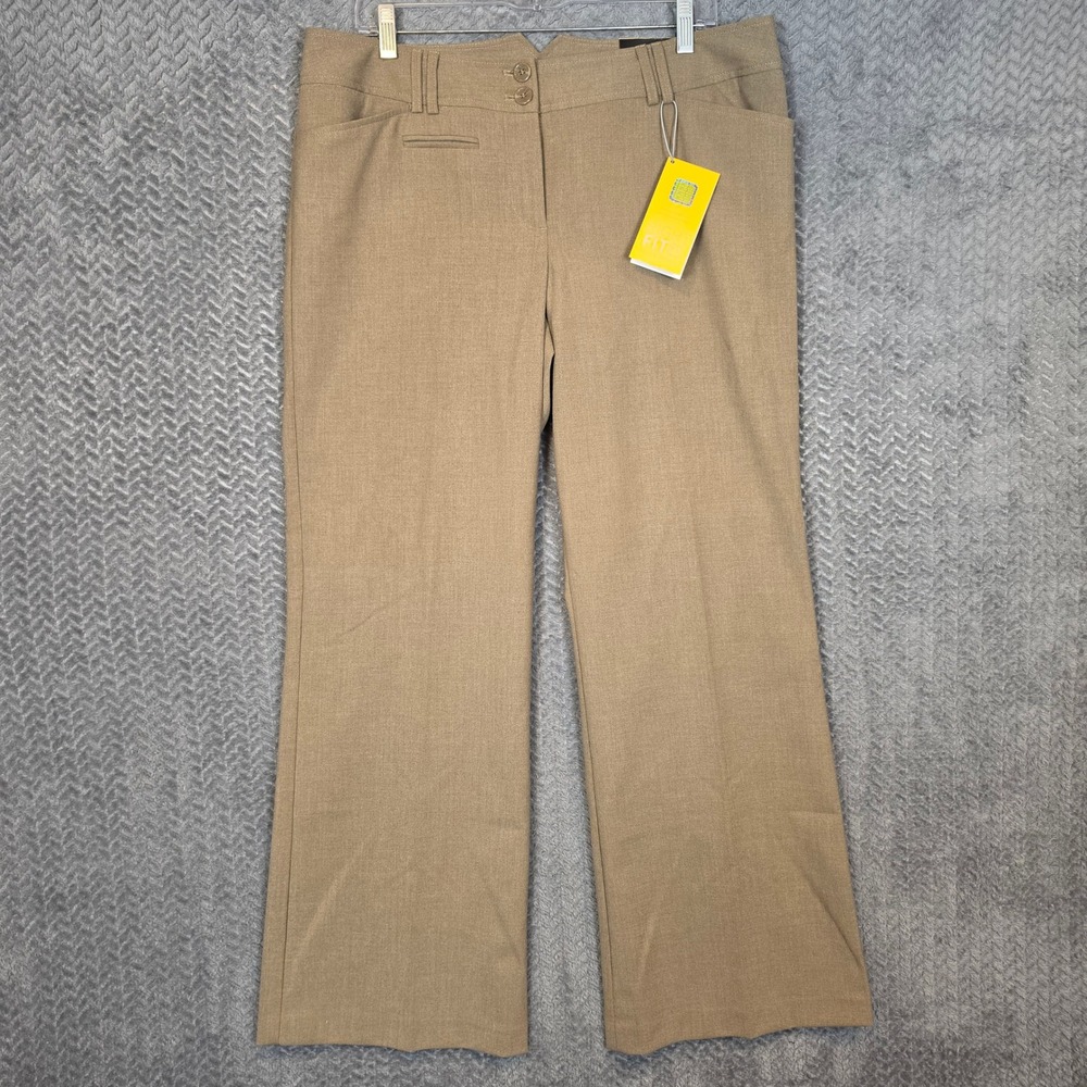 Lane Bryant Right Fit Houston Tan Wide Leg Trousers Size 2 Yellow Circle NWT
